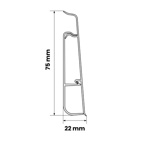 2,5m Fussleiste PVC 75mm Schwarz Matt + Montagematerial Gratis