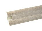 2m Fussleiste 62mm EICHE WEISS Fußleiste Leiste Sockelleiste Laminatleiste Bodenleiste PVC + Montagematerial GRATIS