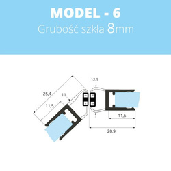 1 PAAR Duschdichtung Magnetdichtung 6-8mm MODEL 6