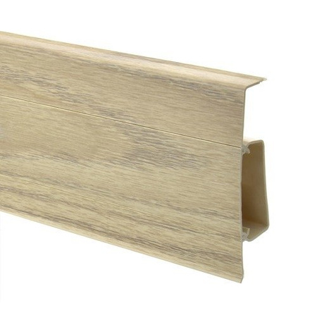 2,5m Fussleiste PVC 75mm Eiche Belvedere + Montagematerial Gratis