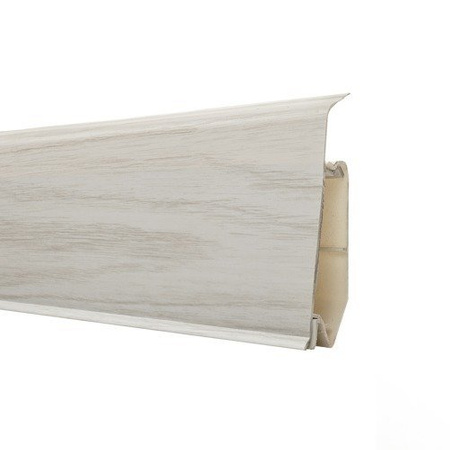 2,5m Fussleiste PVC 70mm Eiche Aspen + Montagematerial Gratis