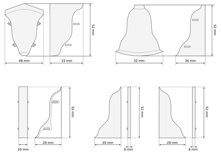 2m Fussleiste Fußleiste Leiste Sockelleiste Laminatleiste Bodenleiste PVC 52mm NUSSBAUM DUNKEL + Montagematerial GRATIS