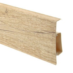 2,5m Fussleiste PVC 75mm Eiche Malaysia + Montagematerial Gratis