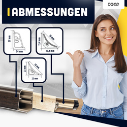 1,5m 2m+1m Abschlussleiste Winkelleiste Wandabschlussleiste PVC 37mm ALUMINIUM mit Montage Schrauben GRATIS